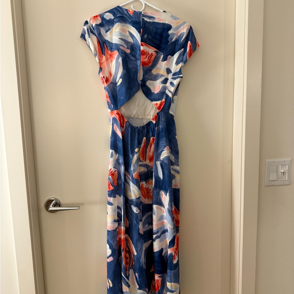 Aritzia Blue and Pink Floral Midi Dress - Picture 4 of 5